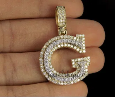 Pre-owned Nsg 3 Ct Men's 100% Genuine D/vvs Moissanite Customize Letter "g" Pendant 925 Silver In White