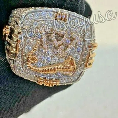Pre-owned Nsg 3 Ct Men's 2 Tone Genuine D/vvs Moissanite Customize Letter Name Ring 925 Silver In White