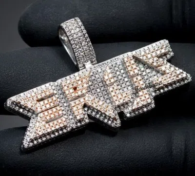 Pre-owned Nsg 3.11ct Genuine Moissanite Men's Customized Name Layer Rapper Pendant 925 Silver In White