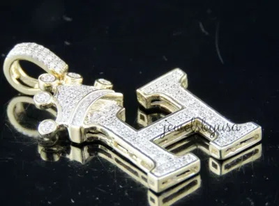 Pre-owned Nsg 3.1ct Men's 100% Genuine Moissanite Custom Initial Letter "h" Pendant 925 Silver In White
