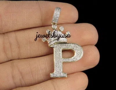 Pre-owned Nsg 3.1ct Men's Tester Passing Moissanite Custom Letter P Initial Pendant 925 Silver In White