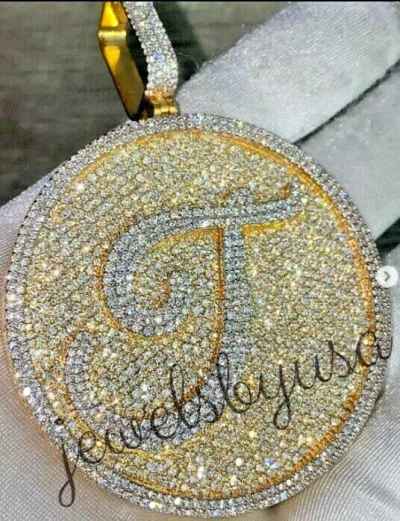 Pre-owned Nsg 3.25 Ct Men's 100% Genuine Moissanite Circle Custom J Initial Pendant 925 Silver In White