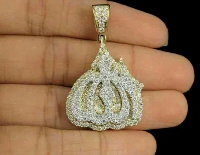 Pre-owned Nsg 3.50 Ct Tester Passing Round Moissanite Allah Religious Men's Pendant 925 Silver In White