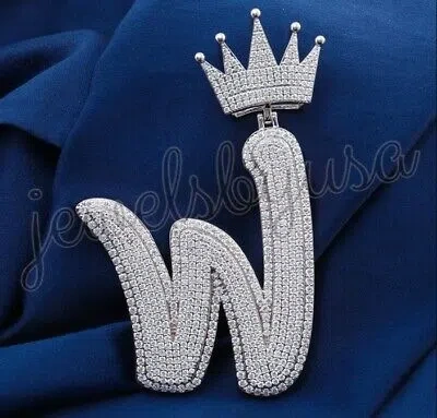 Pre-owned Nsg 3.75 Ct Genuine D/vvs Moissanite Men's Custom W Initial Pendant 925 Silver In White