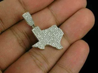 Pre-owned Nsg 4.1 Ct Tester Passing Round Moissanite Texas Map Unique Men's Pendant 925 Silver In White