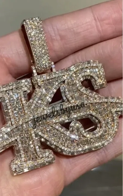 Pre-owned Nsg Buss Down 3.11ct Vvs Baguette Moissanite Men's Custom Big Size Ks Letter Pendant In White