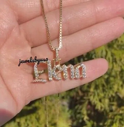 Pre-owned Nsg Custom 2 Ct Genuine D/vvs Moissanite Any Name "elena" Women's Pendant 925 Silver In White