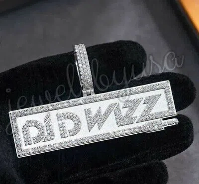 Pre-owned Nsg Customize Name Letter 2.1ct Men's Cubic Zirconia Trendy Charm Pendant 925 Silver In White