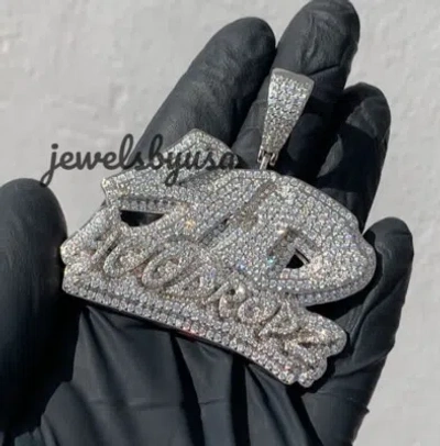 Pre-owned Nsg Customized Letter Men's 3.1ct D/vvs Moissanite Fully Studded Pendant 925 Silver In White