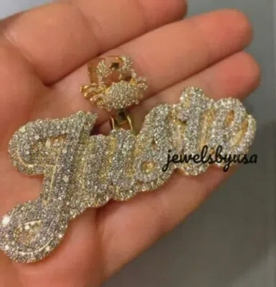 Pre-owned Nsg Customized Men's 3.1 Ct D/vvs Moissanite Any Letter Name Pendant 925 Silver In White