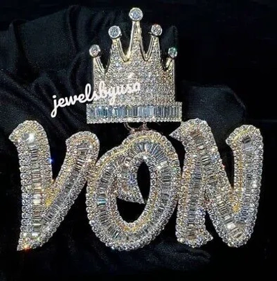 Pre-owned Nsg Customized Men's 3.5ct Baguette Cubic Zirconia "von" Pendant 925 Silver In White