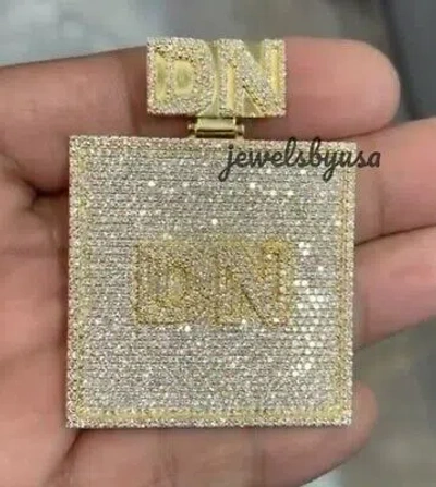 Pre-owned Nsg Customized Square Men's 3.30ct D/vvs Moissanite Fully Studded Pendant 925 Silver In White