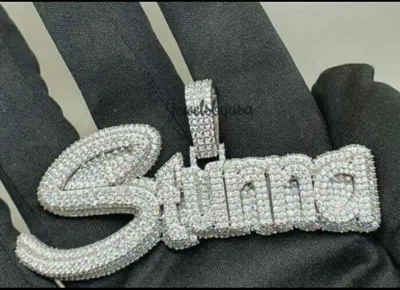Pre-owned Nsg Customized "stunna" Name Pendant 3.12ct Genuine Moissanite 925 Silver Free Stud In White