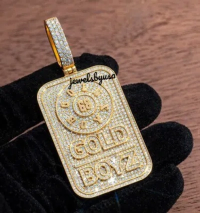 Pre-owned Nsg Dog Tag 2.50 Ct Genuine D/vvs Moissanite Studded Men's Custom Pendant 925 Silver In White