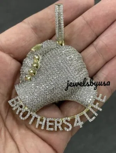 Pre-owned Nsg Flooded 3ct Genuine D/vvs Moissanite Customize "brothers 4 Life" Promise Pendant In White