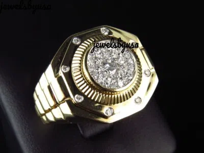 Pre-owned Nsg Genuine D/vvs Moissanite Men's 1.5 Ct Statement Ring 925 Silver Free Gift In White