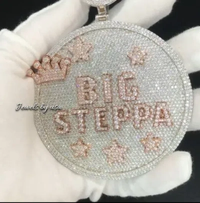 Pre-owned Nsg Huge Fully Flooded Iced Real Moissanite Custom Letter Rapper Pendant 925 Silver In White