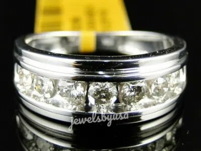 Pre-owned Nsg Men's 1.0 Ct Real Moissanite Wedding Anniversary Band Ring 925 Silver In White
