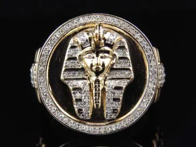 Pre-owned Nsg Men's 2.85 Ct King Pharaoh Round Genuine D/vvs Moissanite Fancy Ring 925 Silver In White