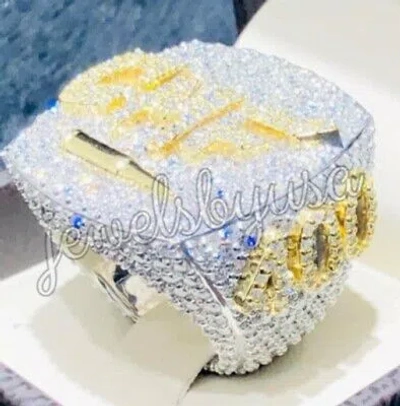 Pre-owned Nsg Men's 3.15 Ct Tester Pass Moissanite Customize Name Ring 925 Silver In White
