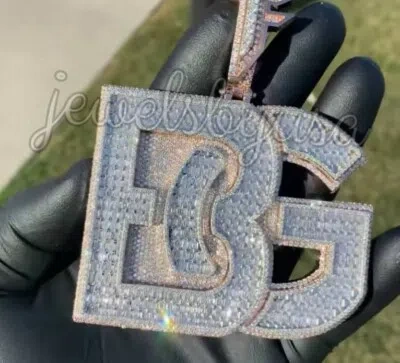 Pre-owned Nsg Men's 3.20ct Baguette Cubic Zirconia Custom Bg Pendant 925 Silver Free Gift In White