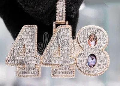 Pre-owned Nsg Men's 3.2ct Baguette Cubic Zirconia "448" Custom Memory Picture Pendant 925 In White