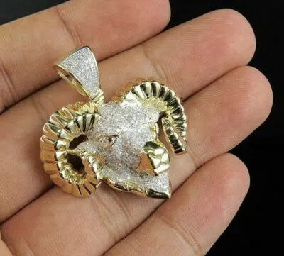 Pre-owned Nsg Men's 3.75 Ct Aries Ram Zodiac Animal Round D/vvs Moissanite Pendant 925 Silver In White