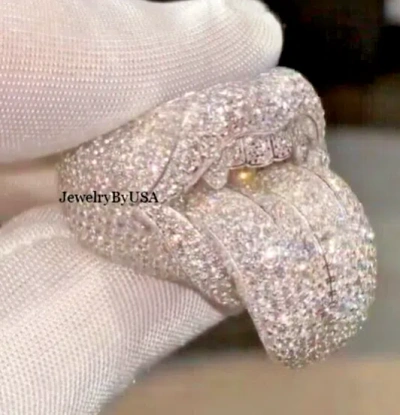 Pre-owned Nsg Men's 3ct D/vvs Moissanite 925 Silver Custom Made 925 Silver Wedding Gift Ring In White