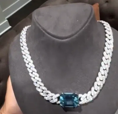Pre-owned Nsg Men's Halloween Gift 16 Mm Cuban Link Simulated Diamond Necklace 925 Silver Gift In White