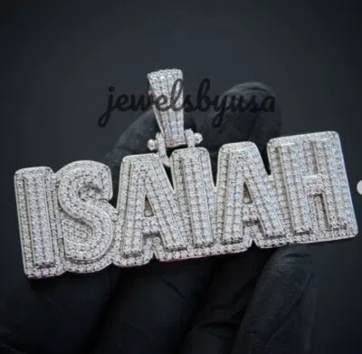 Pre-owned Nsg Men's Natural Moissanite "isaiah" Customized Pendant 925 Silver In White