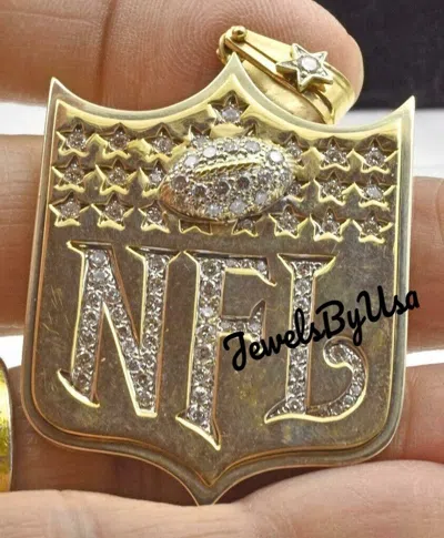 Pre-owned Nsg Men's Personalize Nfl Letter Pendant 2.21ct Tester Passing Moissanite 925 Silver In White