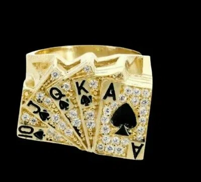 Pre-owned Nsg Men's Poker Card 3.5ct D/vvs White Moissanite Ring 925 Silver