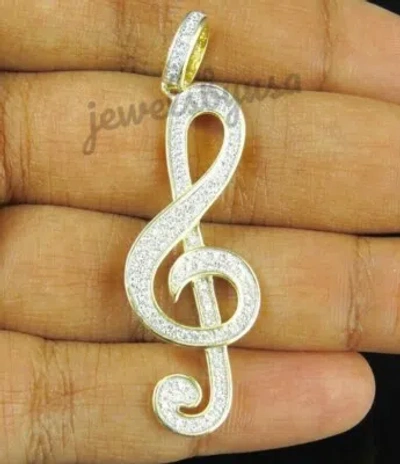Pre-owned Nsg Music Note 1.50 Ct Genuine D/vvs Moissanite Men's Fancy Charm Pendant 925 Silver In White