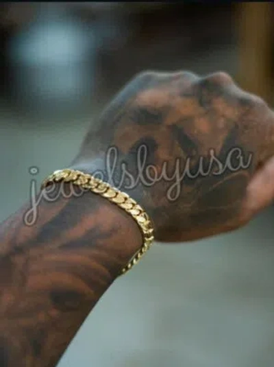 Pre-owned Nsg Solid Metal Men's 6mm Miami Cuban Link Bracelet 14k Yellow Gold Plated Silver 8"