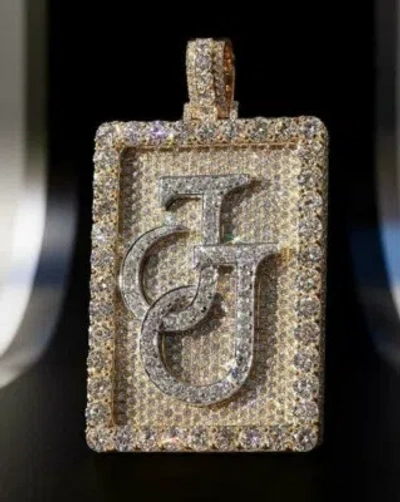Pre-owned Nsg Diamond Tester Pass Moissanite Custom Initial Letter Dog Tag Pendant 925 Silver In White