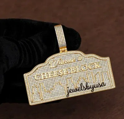 Pre-owned Nsg Tester Passing Moissanite "chess Block" Customize Rapper Pendant 925 Silver In White