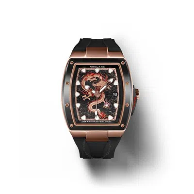 Nsquare Dragon Automatic Black Dial Men's Watch G0566-n57.1 In Burgundy