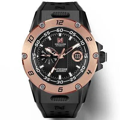 Pre-owned Nsquare Dynamic Race Automatic Black Rose Gold Watch - Brand In Pink