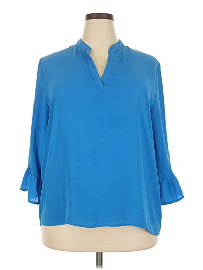 Pre-owned Nsr 3/4 Sleeve Blouse In Blue