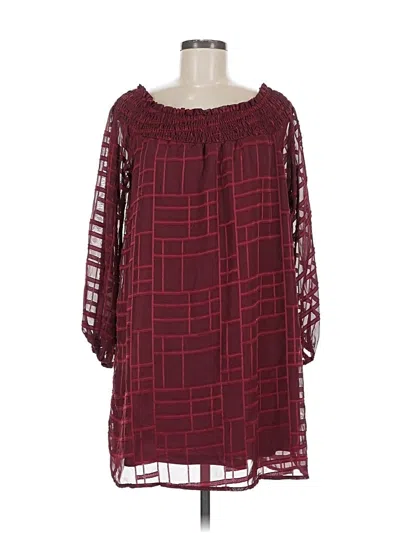 Pre-owned Nsr 3/4 Sleeve Blouse In Burgundy