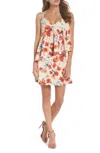 Nsr Cara Floral Spaghetti Strap Ruffle Slip Dress In Multicolor In Multi