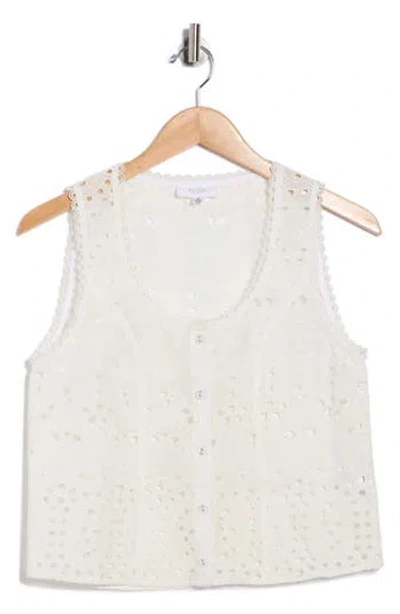 Nsr Cotton Eyelet Buttoned Tank In White