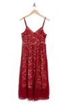 Nsr Crochet Stretch Lace Midi Dress In Merlot