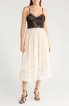 Nsr Crochet Stretch Lace Midi Dress In Black