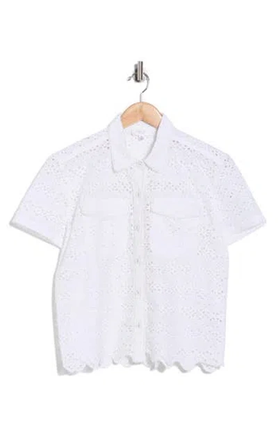 Nsr Eyelet Button-up Shirt In White