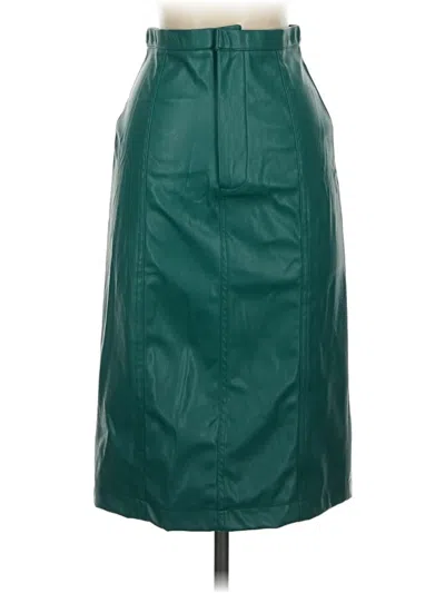 Pre-owned Nsr Faux Leather Skirt In Green