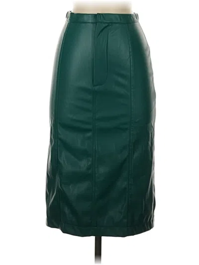 Nsr Faux Leather Skirt In Green