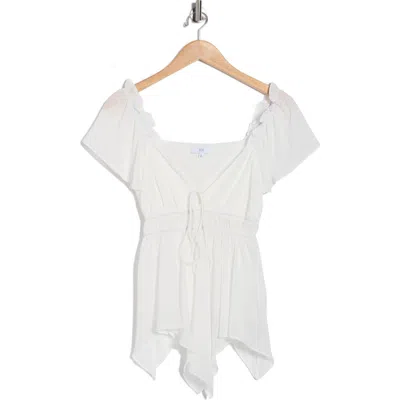 Nsr Flutter Sleeve Chiffon Top In White