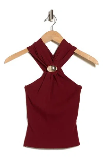 Nsr Gold Orb Sweater Tank In Burgundy