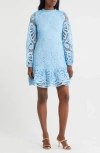 Nsr Lace Long Sleeve Dress In Blue